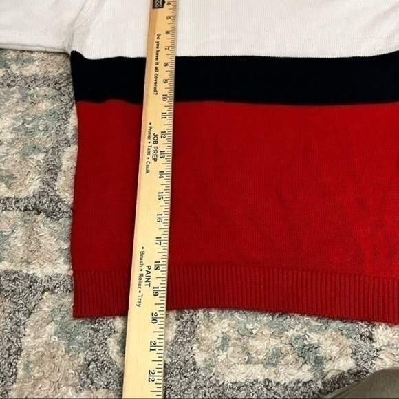 Brandy Melville Womens Pullover Sweater White Red Color Block Long Sleeve OS - Picture 5 of 8